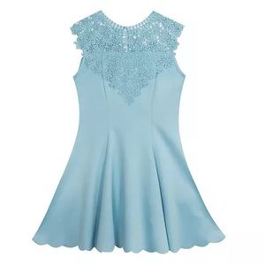 Big Girls Scuba Crepe Skater with Crochet Neck Piece